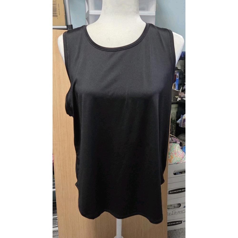 AVIA Women's‎ Size Large (12-14) Black Breathable Sleeveless Perforated Tank Top